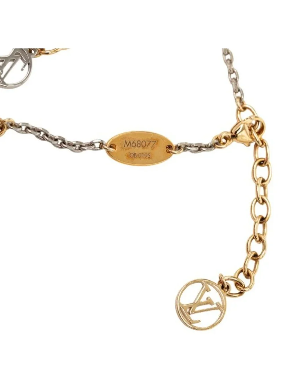 Louis Vuitton Bracelet Logo Mania Chain Gold Silver Plated Metal